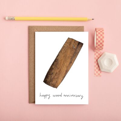 Carte d’anniversaire de mariage en bois | Cinquième anniversaire de mariage