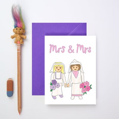 Mme et Mme Carte de vœux | Carte de mariage mignonne | Fierté Amour