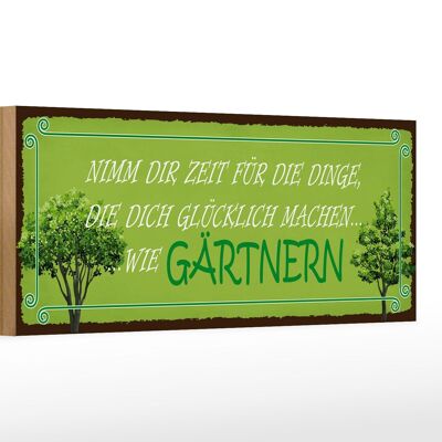 Cartel de madera que dice 27x10cm La felicidad toma tiempo para la jardinería