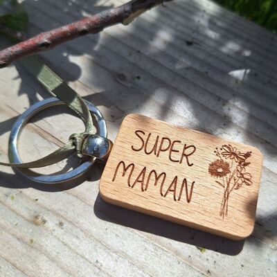 Super mom wooden key ring (Mother's Day gift)