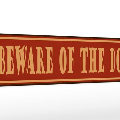 Wooden sign saying 46x10cm beware of the dog caution dog sign