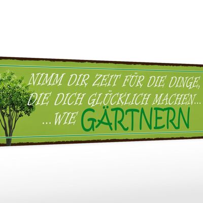Cartello in legno con scritta "Happiness take time" 46x10 cm per cartello da giardinaggio