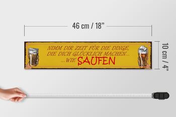Panneau en bois disant 46x10cm La bière prend le temps pour le panneau décoratif SAUFEN 4
