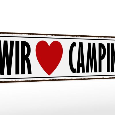 Wooden sign saying 46x10cm we love camping decoration sign