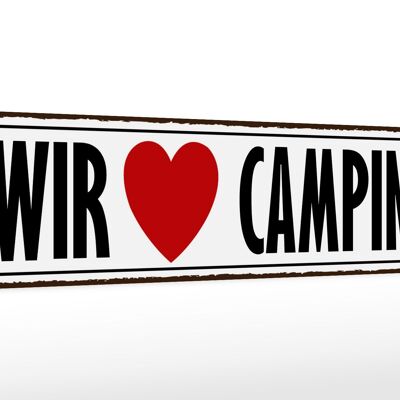 Holzschild Spruch 46x10cm wir love camping Dekoration