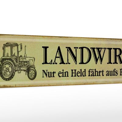 Wooden sign tractor 46x10cm farmer just a hero on the field sign
