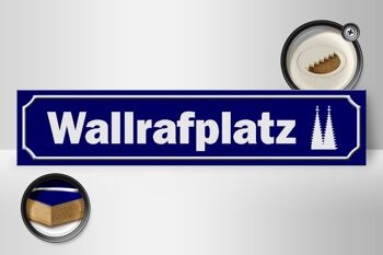 Panneau de rue en bois 46x10cm, décoration Wallrafplatz Cologne 2