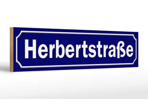 Holzschild Straßenschild 46x10cm Herbertstraße Hamburg Deko Schild