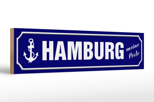 Holzschild Straßenschild 46x10cm Hamburg Anker meine Perle