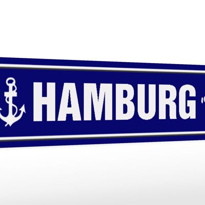 Holzschild Straßenschild 46x10cm Hamburg Anker meine Perle