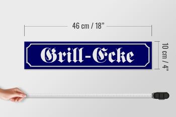 Panneau en bois plaque de rue 46x10cm coin grill viande nourriture 4