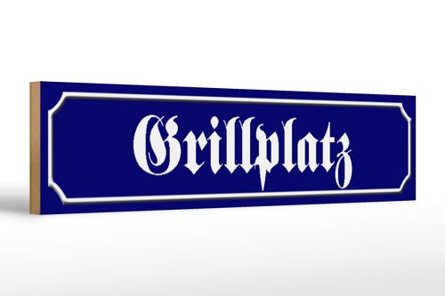 Holzschild Straßenschild 46x10cm Grillplatz Grillen Dekoration