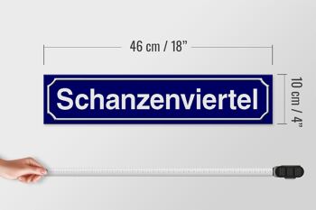 Panneau de rue en bois 46x10cm Schanzenviertel Hamburg panneau décoratif 4