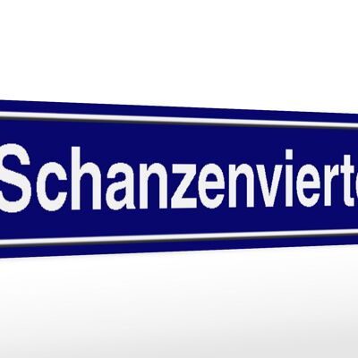 Panneau de rue en bois 46x10cm Schanzenviertel Hambourg décoration