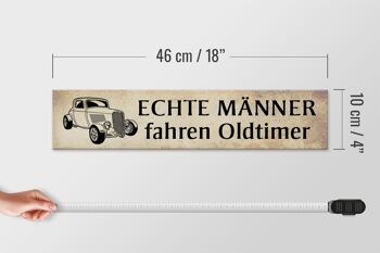 Panneau en bois disant 46x10cm, de vrais hommes conduisent des voitures anciennes, panneau décoratif 4