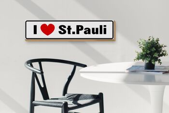 Panneau de rue en bois 46x10cm I love St. Panneau décoratif coeur Paulli 3