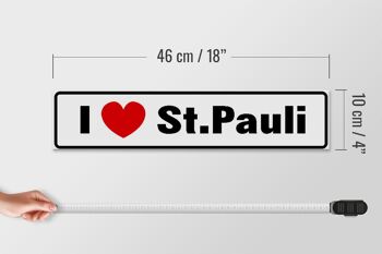 Panneau de rue en bois 46x10cm I love St. Panneau décoratif coeur Paulli 4