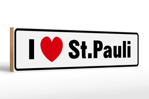 Holzschild Straßenschild 46x10cm i love St. Paulli Herz Dekoration