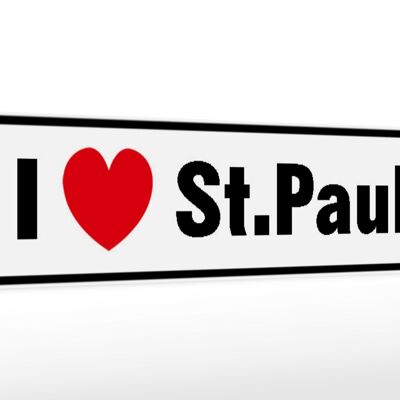 Panneau de rue en bois 46x10cm I love St. Décoration coeur Paulli