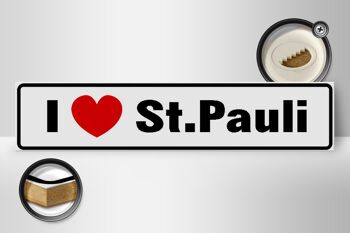 Panneau de rue en bois 46x10cm I love St. Décoration coeur Paulli 2