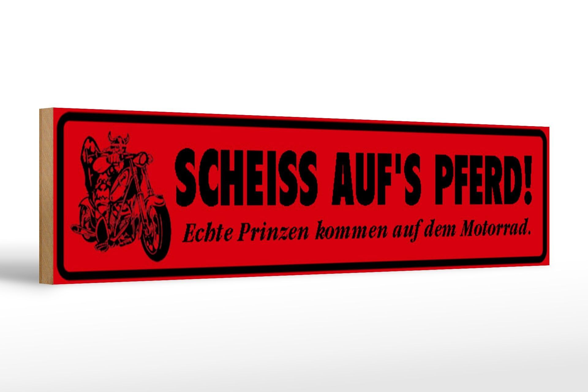 Panneau en bois moto 46x10cm Merde sur le cheval décoration prince