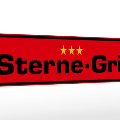 Holzschild Straßenschild 46x10cm 3 Sterne - Srill Grillen Schild