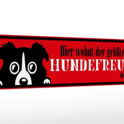 Holzschild Spruch 46x10cm hier wohnt Hundefreund der Welt