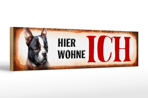 Holzschild Straßenschild 46x10cm Französische Bulldogge Deko Schild