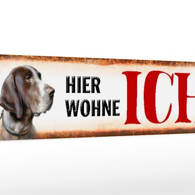 Holzschild Straßenschild 46x10cm Jagdhund Hund hier wohne Schild