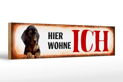 Holzschild Straßenschild 46x10cm Dackel Hund hier wohne Dekoration