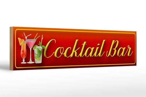 Holzschild 46x10cm Cocktail Bar Kneipe Pub Küche rotes Schild