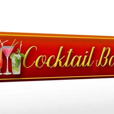 Holzschild 46x10cm Cocktail Bar Kneipe Pub Küche rotes Schild