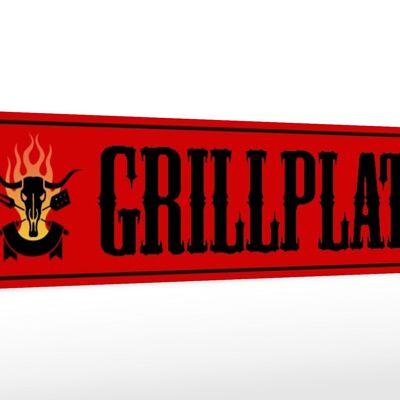 Wooden sign street sign 46x10cm barbecue grill decoration sign