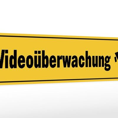Holzschild Straßenschild 46x10cm Videoüberwachung Deko Schild