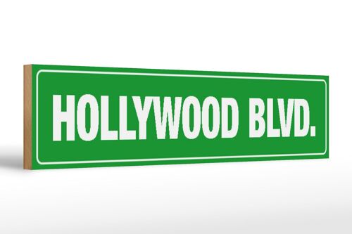 Holzschild Straßenschild 46x10cm HOLLYWOOD BLVD Deko Schild