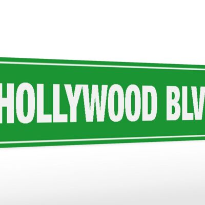 Letrero de madera cartel de calle 46x10cm decoración HOLLYWOOD BLVD