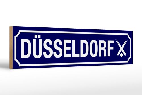 Holzschild Straßenschild 46x10cm Düsseldorf Wappen Deko Schild