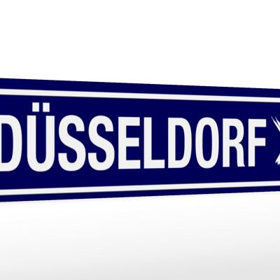 Holzschild Straßenschild 46x10cm Düsseldorf Wappen Deko Schild