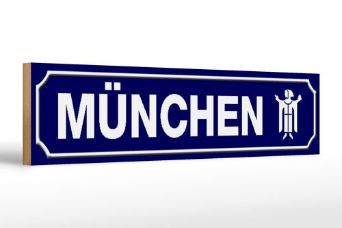 Holzschild Straßenschild 46x10cm München Wappen Dekoration