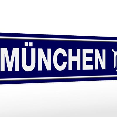 Holzschild Straßenschild 46x10cm München Wappen Dekoration