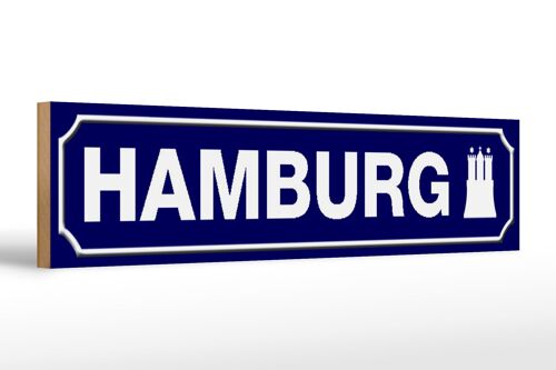 Holzschild Straßenschild 46x10cm Hamburg Wappen Dekoration