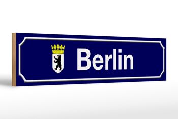 Panneau de rue en bois 46x10cm Panneau des armoiries de Berlin 1