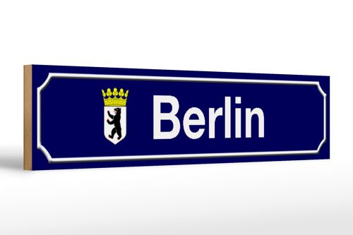 Holzschild Straßenschild 46x10cm Berlin Wappen blaues Schild