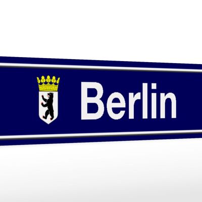 Holzschild Straßenschild 46x10cm Berlin Wappen blaues Schild