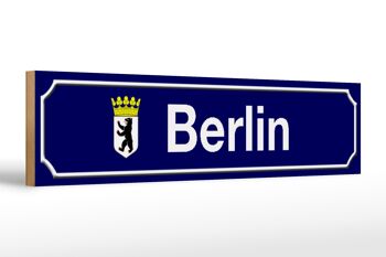 Panneau de rue en bois 46x10cm Blason de Berlin panneau bleu 1