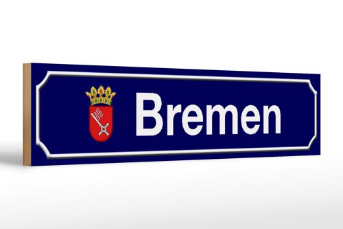 Holzschild Straßenschild 46x10cm Bremen Wappen blaues Schild