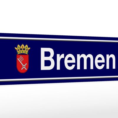 Holzschild Straßenschild 46x10cm Bremen Wappen blaues Schild