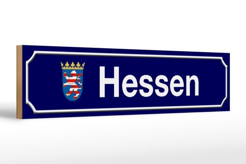 Holzschild Straßenschild 46x10cm Hessen Wappen Deko Schild
