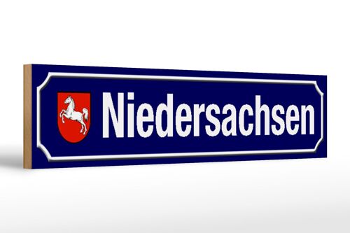 Holzschild Straßenschild 46x10cm Niedersachsen Wappen Dekoration