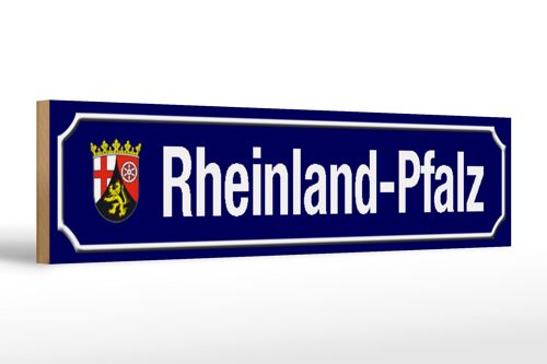 Holzschild Straßenschild 46x10cm Rheinland-Pfalz Wappen Deko Schild